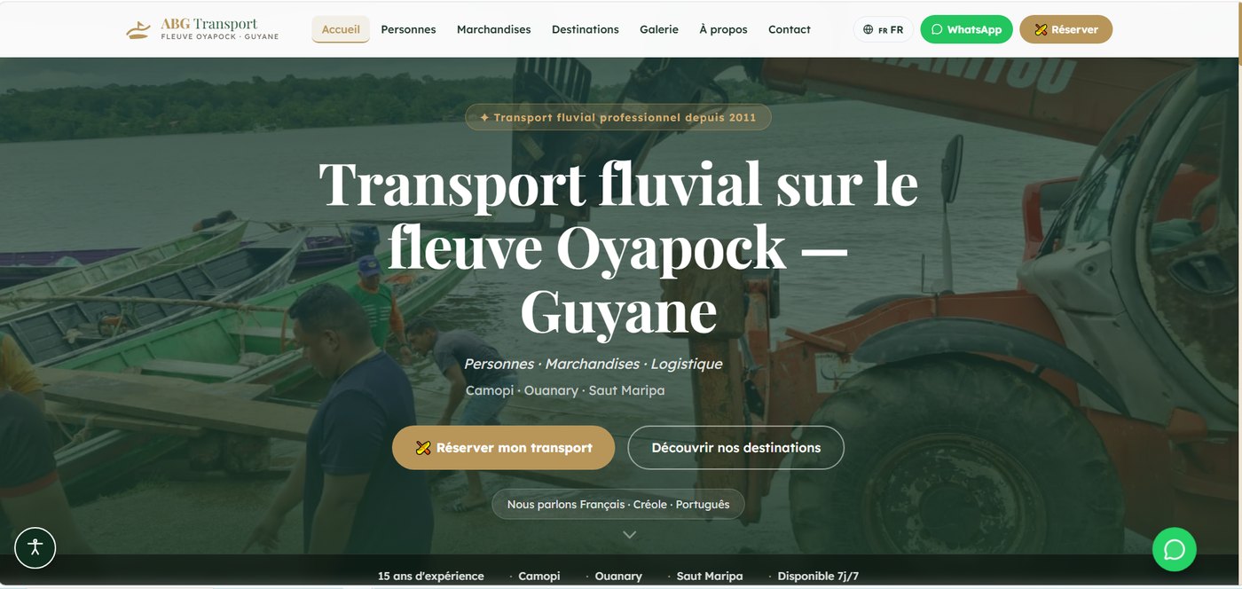Page destinations du site ABG Transport : présentation de Camopi